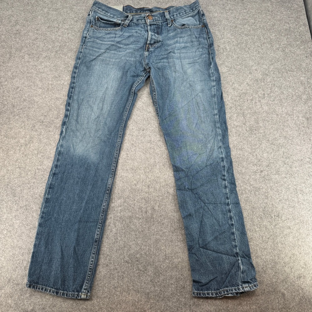 Y2K Hollister Jeans Mens 30x30 Straight Leg Blue Medium Wash Button Fly EUC